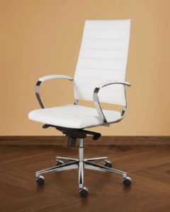 Design Bureaustoel Wit, hoge rug