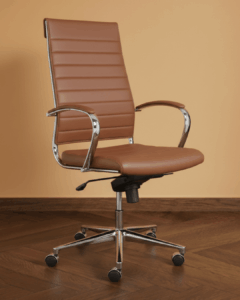 Design Bureaustoel Bruin, hoge rug