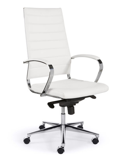Design Bureaustoel Wit, hoge rug
