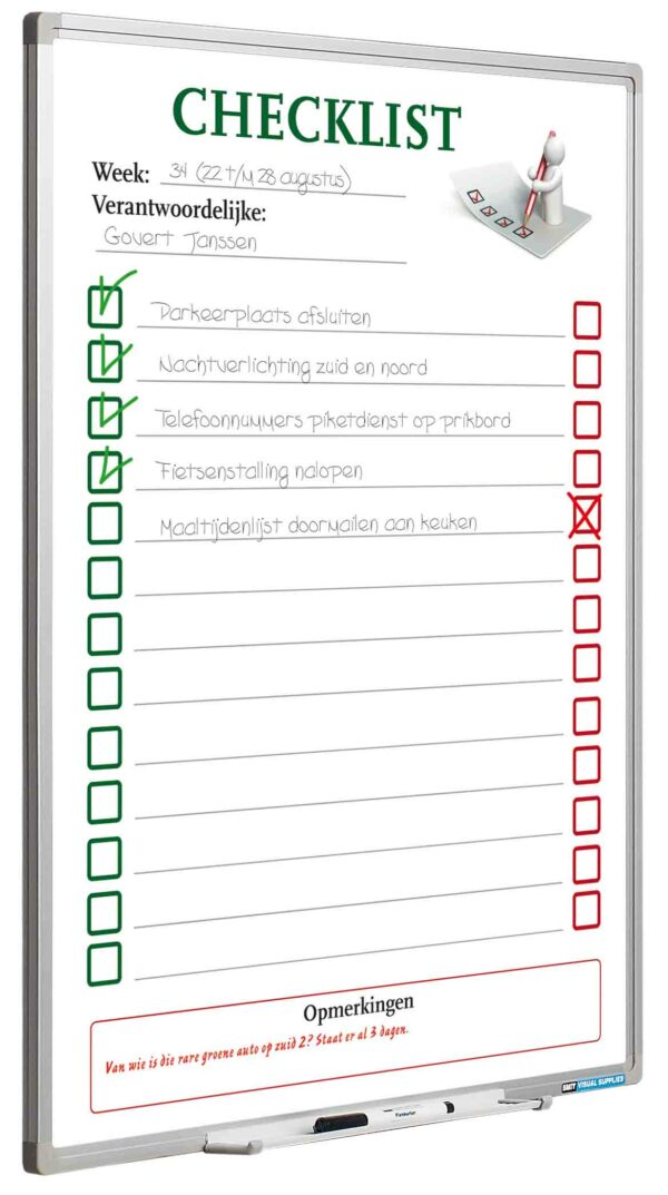 Full Colour planbord, Softline Checklist NL-90x60 cm