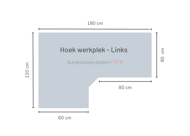 Elektrisch Wingbureau | 180x120cm Links | NEN-EN527