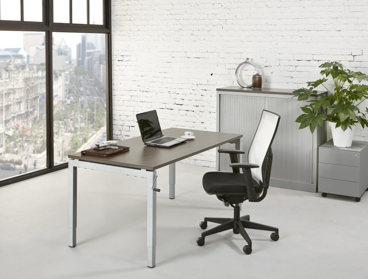 Bladkleur-Antraciet-Onderstel-Aluminium-Slingerbureau luxe-slinger-bureau