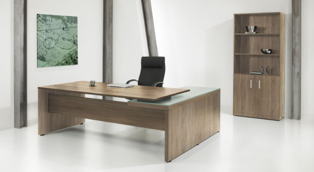 Directie Hoekbureau | 230x172cm | ladeblok links