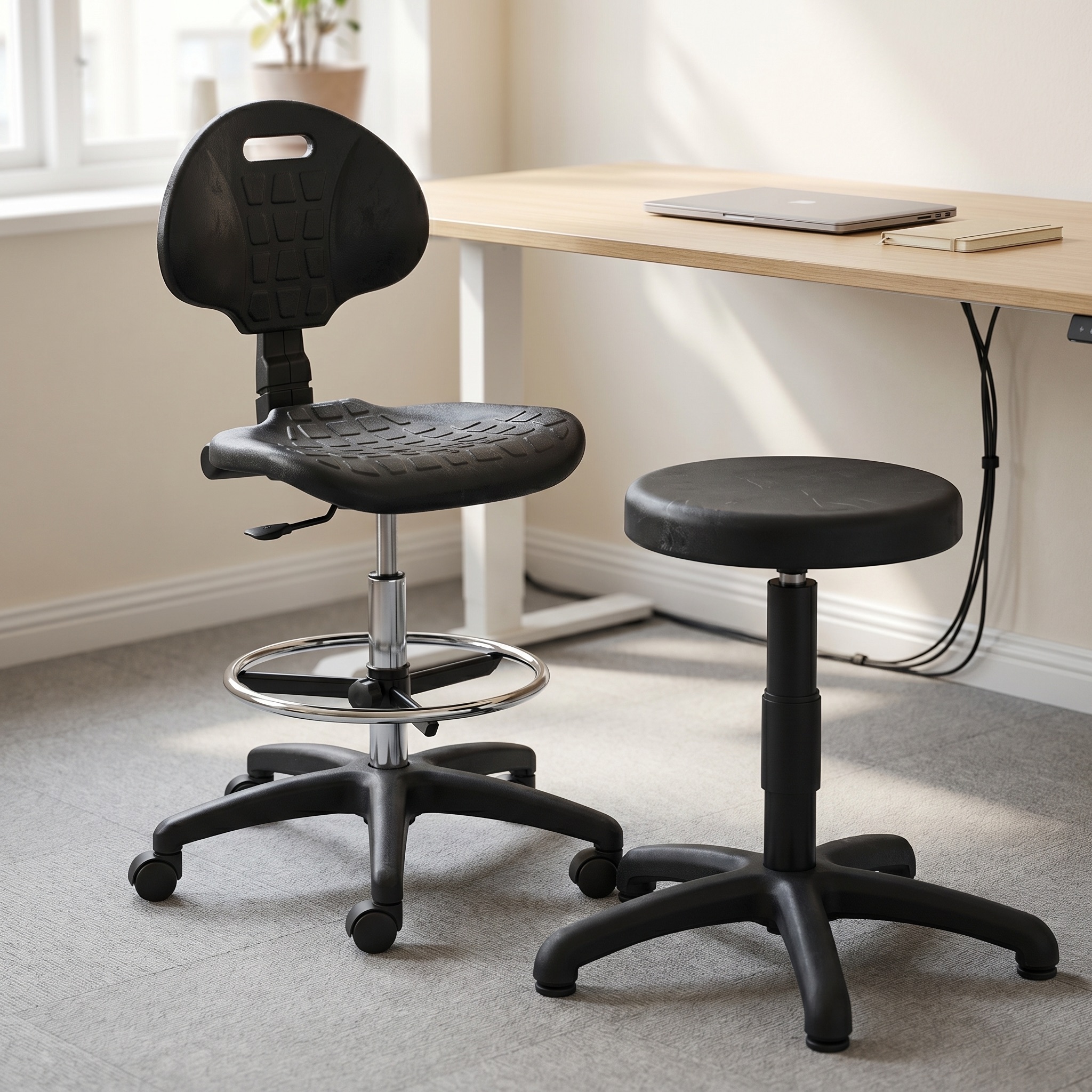 twee ergonomische krukken KMP