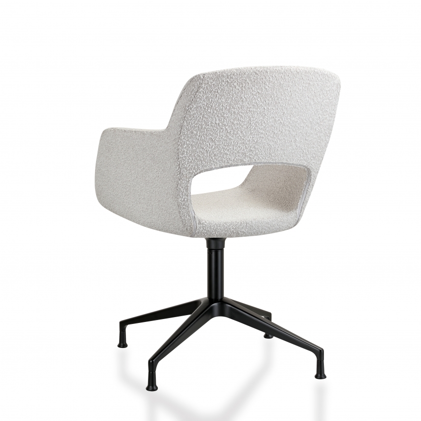 Vergaderstoel Swivel Bouclé | Creme wit
