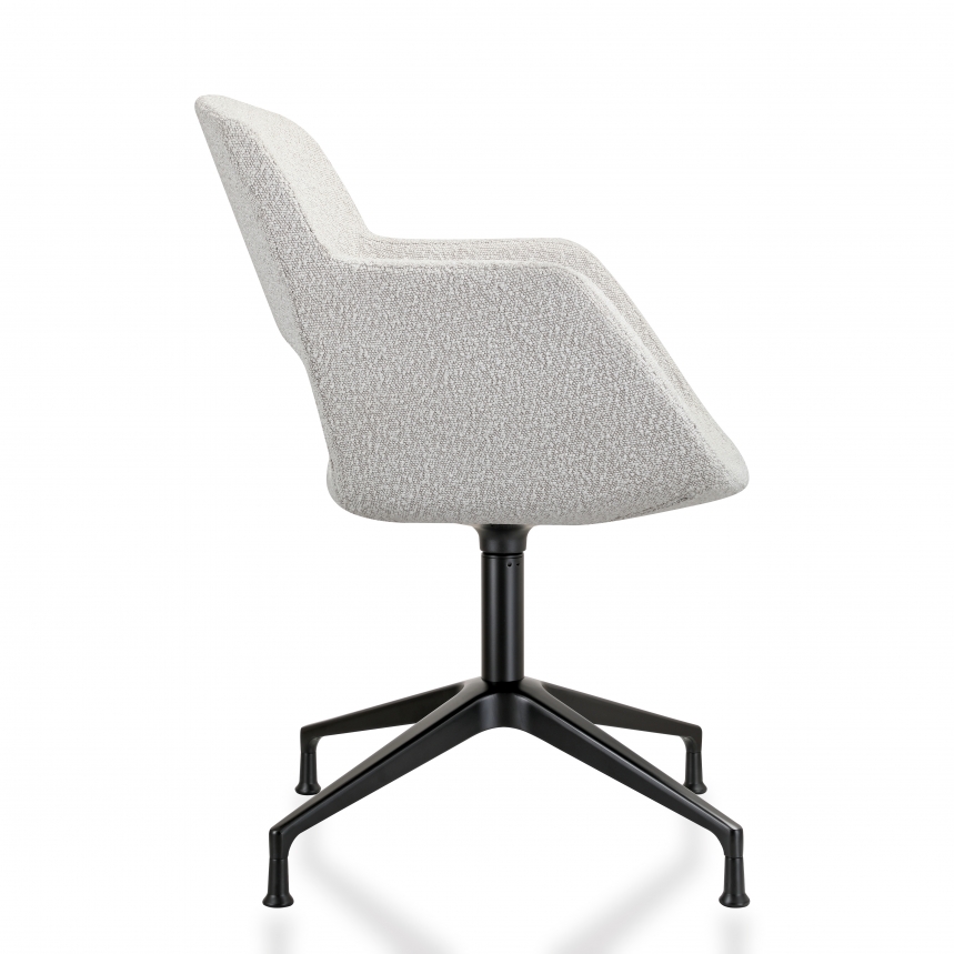 Vergaderstoel Swivel Bouclé | Creme wit