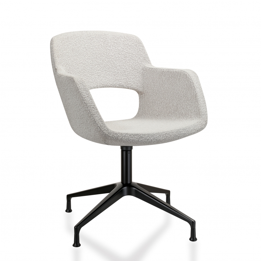 Vergaderstoel Swivel Bouclé | Creme wit