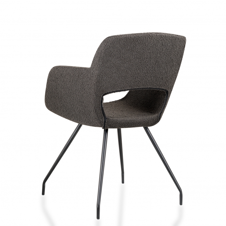 614A3 Vergaderstoel Bouclé | Antraciet zwart