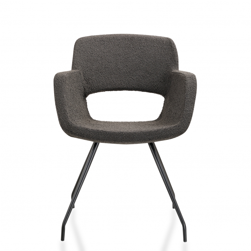 614A4 Vergaderstoel Bouclé | Antraciet zwart