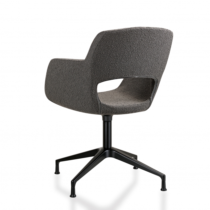 Vergaderstoel Swivel Bouclé | Antraciet zwart