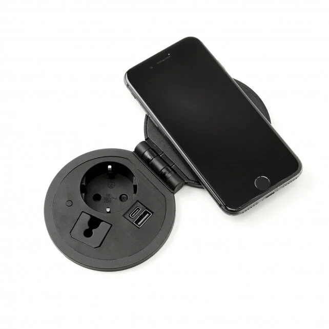 Inbouw powerbox 80mm met wireless charger