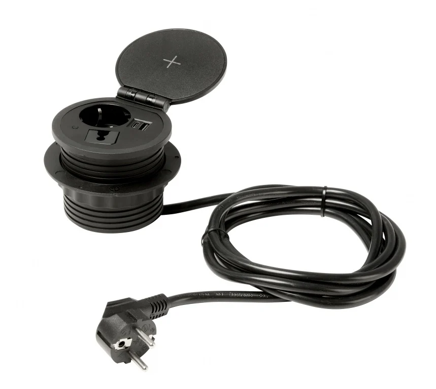 Inbouw powerbox 80mm met wireless charger