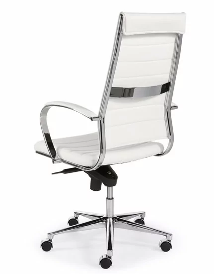 Design Bureaustoel Wit, hoge rug