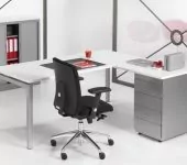 luxe bureau met ladeblok alu 180x160cm