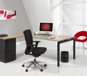 luxe bureau met ladeblok zwart 180x160cm