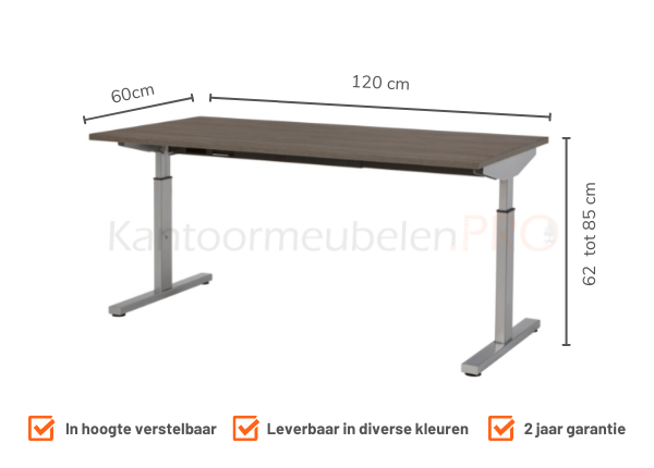 Ergonomische Bureautafel 120x60cm